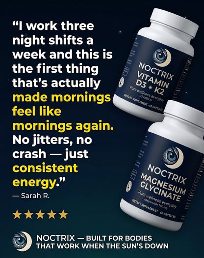 Noctrix — The 2-Part Night Shift System (Vitamin D3+K2 & Magnesium Glycinate)